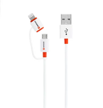 Cablu USB Skross Essentials Line 2 in 1 cu conector micro USB - lightning alb 1m