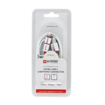Cablu USB Skross Essentials Line 2 in 1 cu conector micro USB - lightning alb 1m