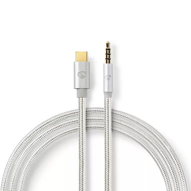 Cablu USB TYPE C tata - Jack 3.5 mm tata 1m aurit argintiu Nedis