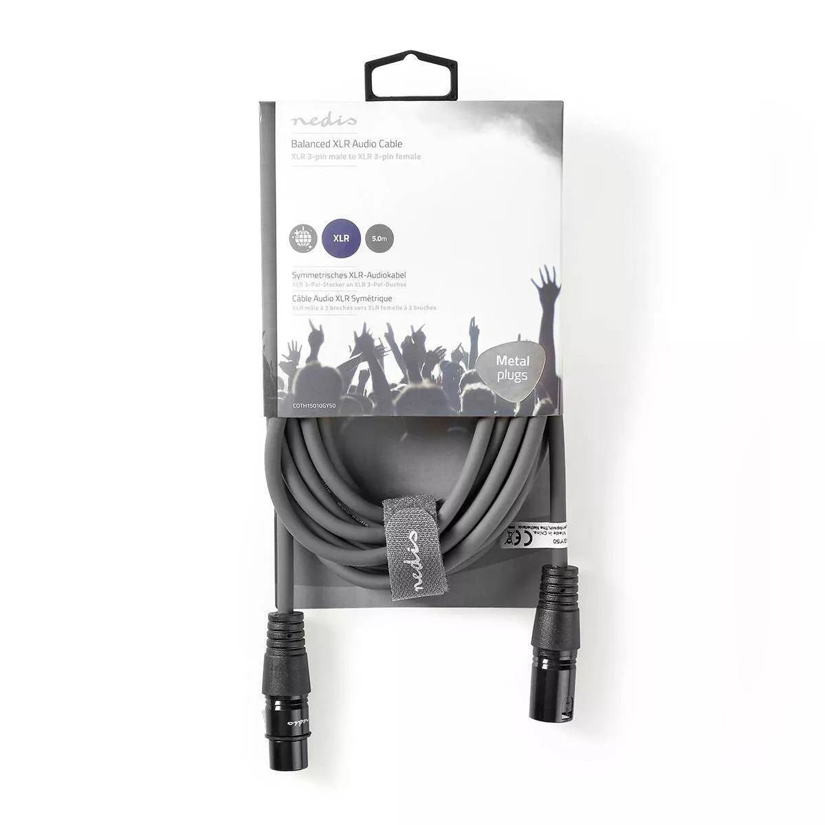 Cablu XLR stereo Nedis XLR 3 pini tata - XLR 3 pini mama 5m gri