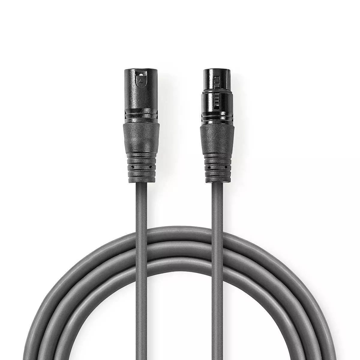 Cablu XLR stereo Nedis XLR 3 pini tata - XLR 3 pini mama 5m gri