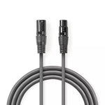 Cablu XLR stereo Nedis XLR 3 pini tata - XLR 3 pini mama 5m gri