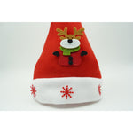 Caciulita de Mos Craciun, Flippy,cu model de Ren si ornament fulg de nea, rosie, marime universala, material textil