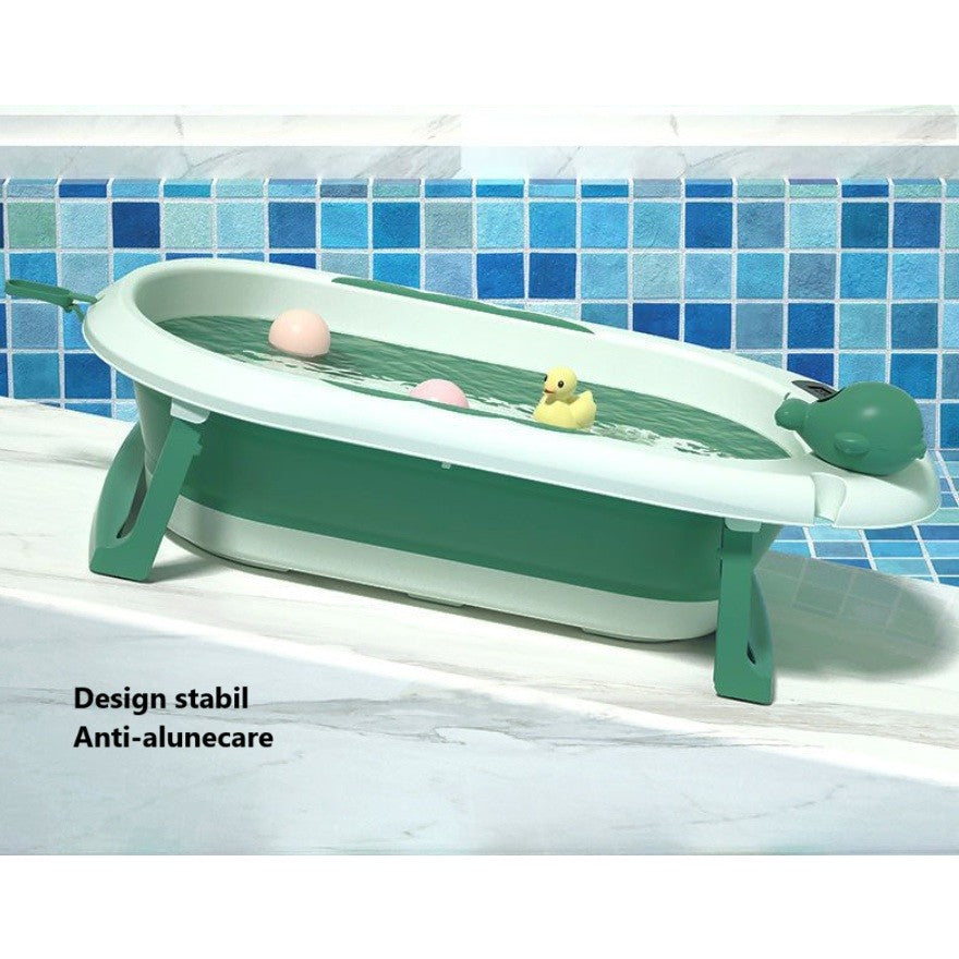 Cada de Baie, Flippy, pentru Copii 0 luni - 6 Ani, cu Termometru, Pliabila, Perna Suport Inclusa, din Plastic, 81.5 x