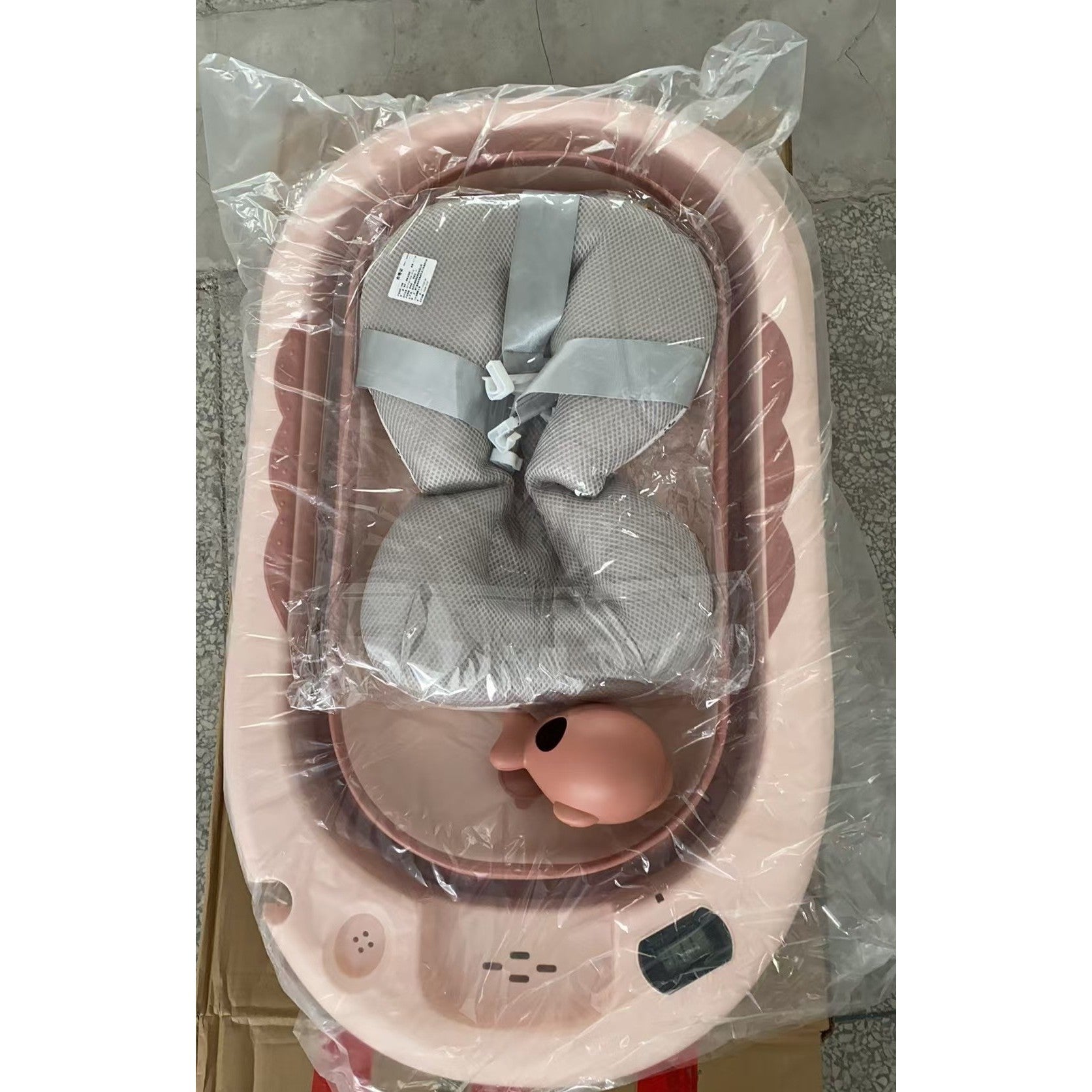 Cada de Baie, Flippy, pentru Copii 0 luni - 6 Ani, cu Termometru, Pliabila, Perna Suport Inclusa, din Plastic, 81.5 x