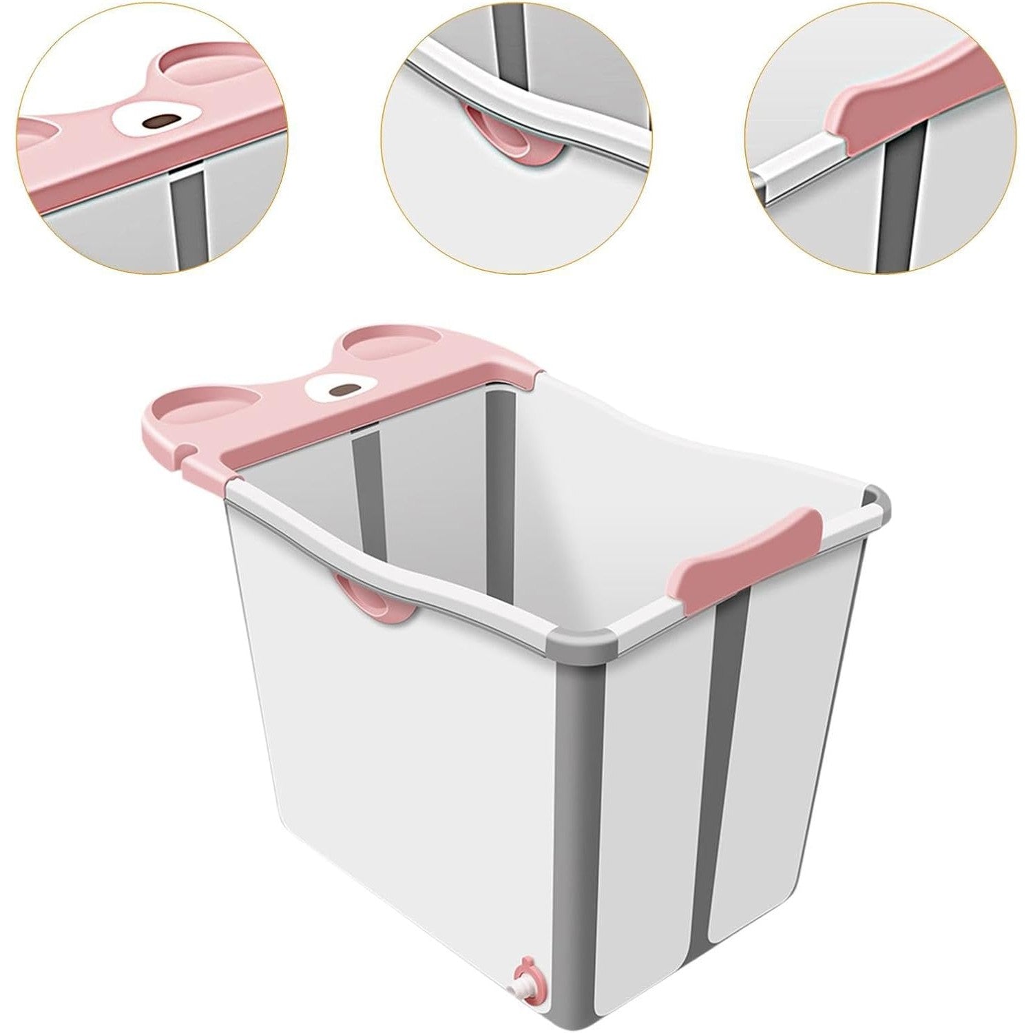 Cada Pliabila pentru Baie, Flippy, din PP+TPE, pentru Copii +6 Luni, Model Ursulet, Scaun de Interior, Detasabil, 82 x