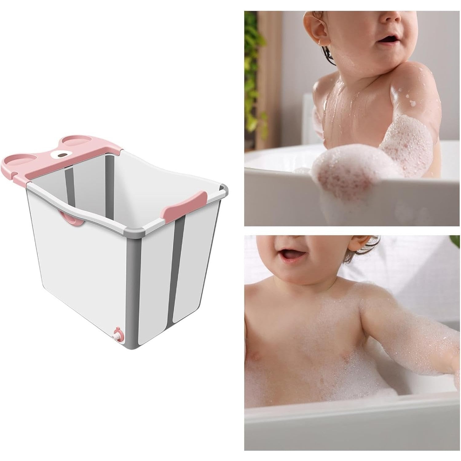 Cada Pliabila pentru Baie, Flippy, din PP+TPE, pentru Copii +6 Luni, Model Ursulet, Scaun de Interior, Detasabil, 82 x