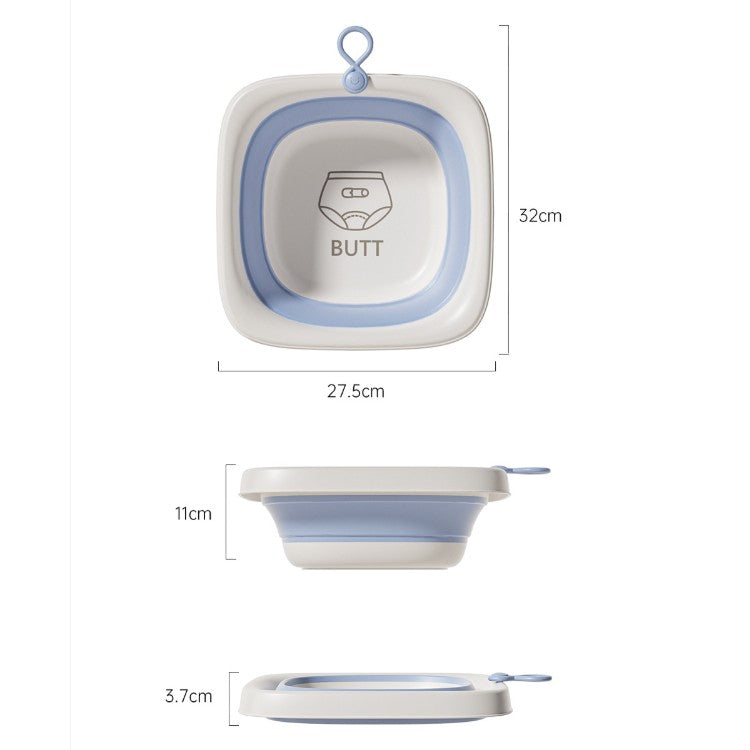 Cada Pliabila pentru Baie pentru Copii, Flippy, Cadita pentru Bebelusi, Model Patrat pentru Fundulet, Albastru,