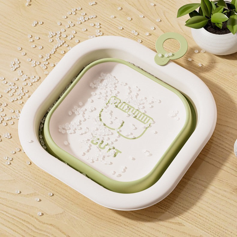 Cada Pliabila pentru Baie pentru Copii, Flippy, Cadita pentru Bebelusi, Model Patrat pentru Fundulet, Verde, 30x30x3.5