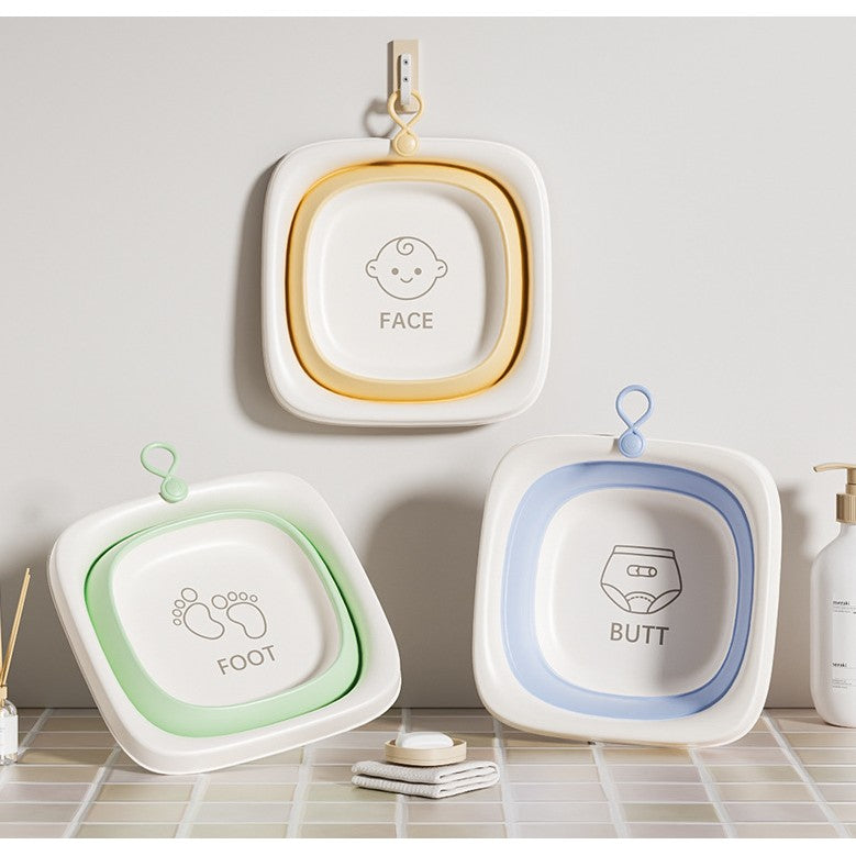 Cada Pliabila pentru Baie pentru Copii, Flippy, Cadita pentru Bebelusi, Model Patrat pentru Picioare, Verde,