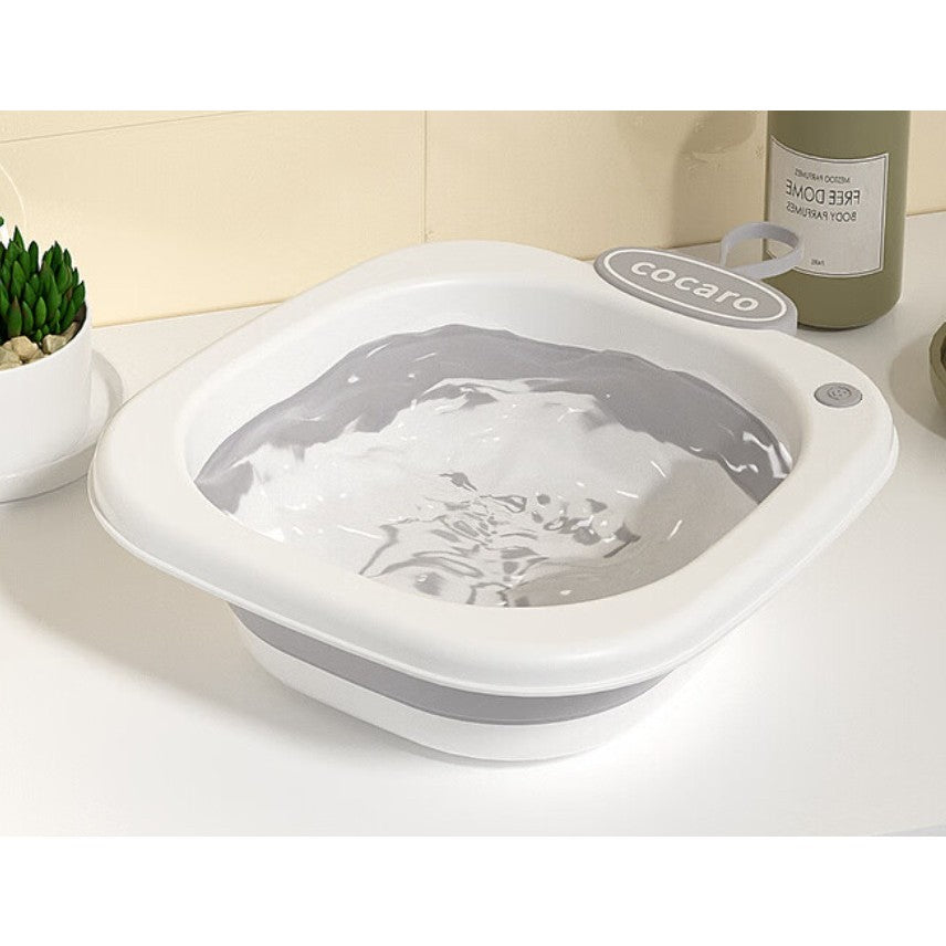 Lavoar Pliabil, Flippy, pentru Copii 1-8 Ani, 28.5x28.5x10 cm, din PE+PP, 3.5l, Model Fata, Gri