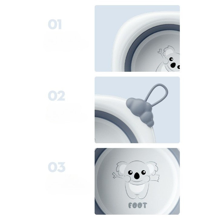 Cada Pliabila pentru Baie pentru Copii, Flippy, Cadita pentru Bebelusi, Model Romb pentru Picioare Koala, Gri,