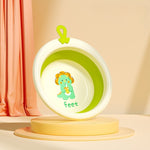 Cada Pliabila pentru Baie pentru Copii, Flippy, Cadita pentru Bebelusi, Model Rotund cu Dinozaur, Verde, 30x30x3.7 cm,