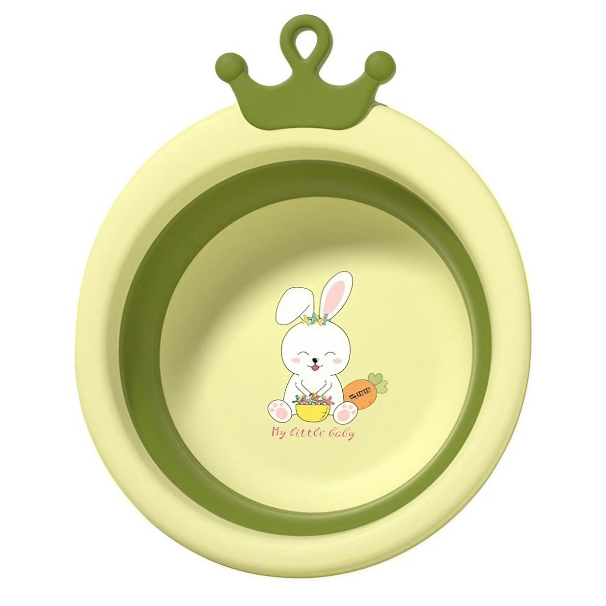 Cada Pliabila pentru Baie pentru Copii, Flippy, Cadita pentru Bebelusi, Model Rotund cu Iepuras, Verde, 30x31x3.5 cm,