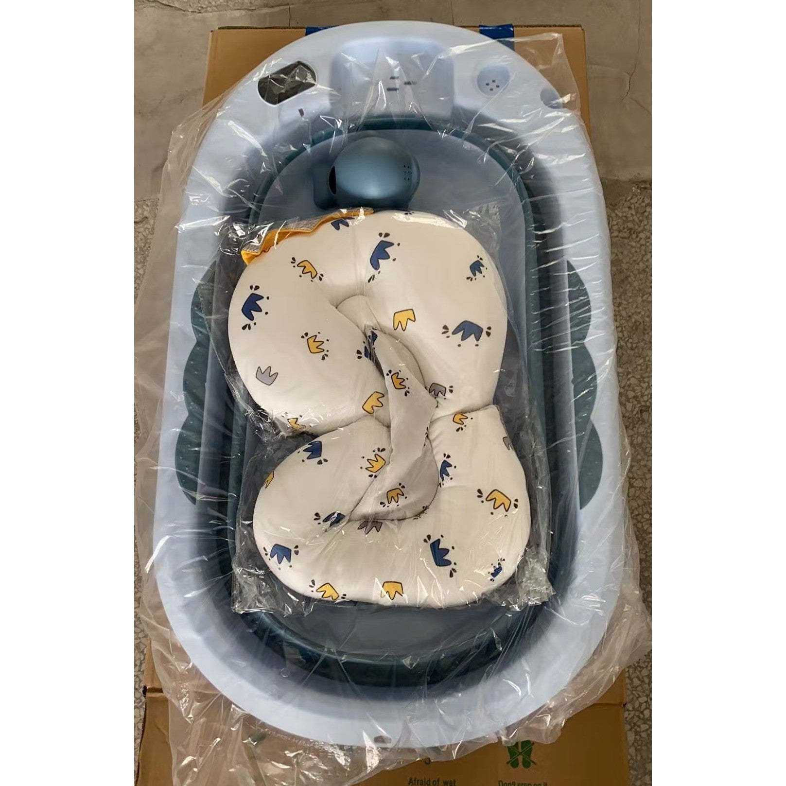 Cada de Baie, Flippy, pentru Copii 0 luni - 6 Ani, cu Termometru, Pliabila, Perna Suport Inclusa, din Plastic, 81.5 x