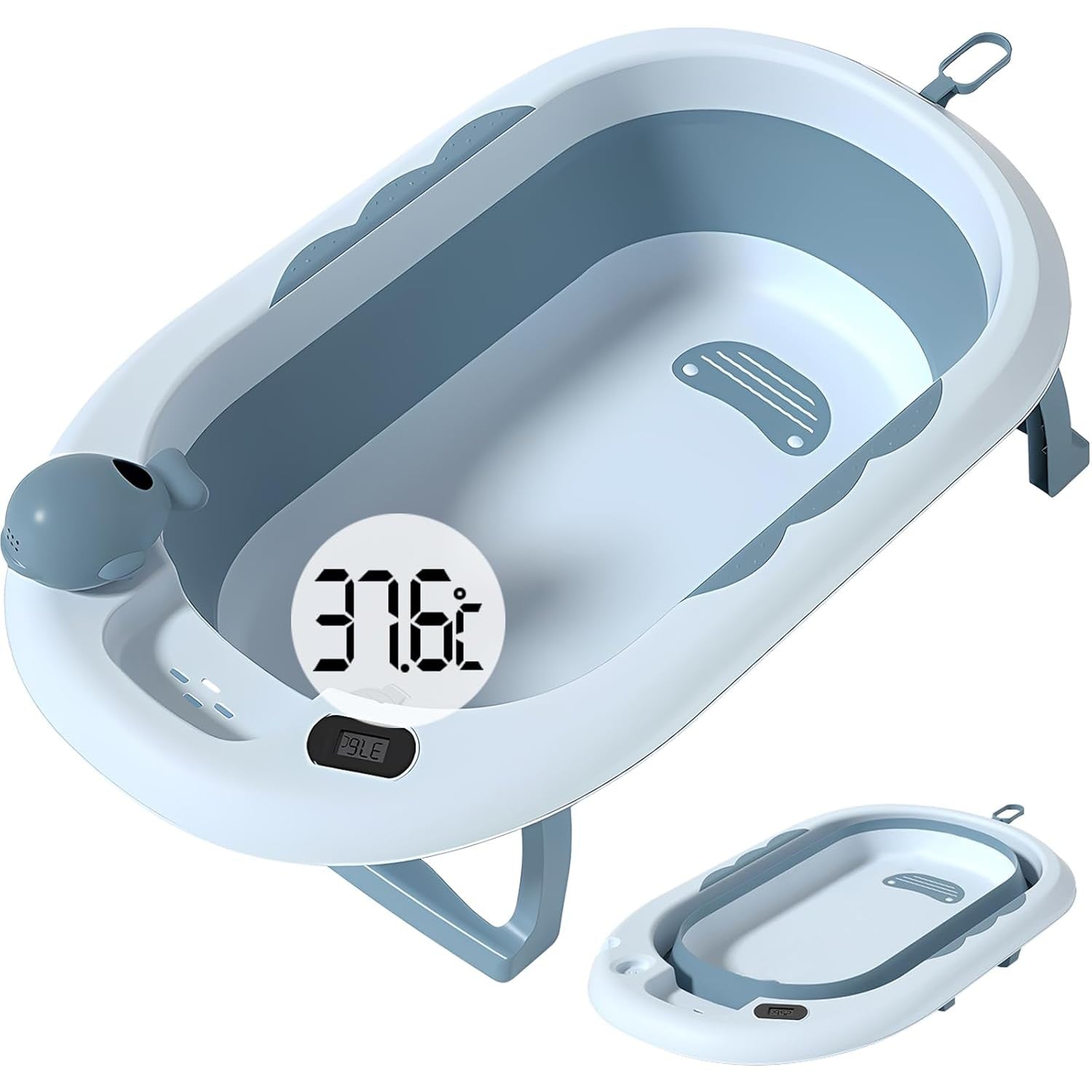 Cada de Baie, Flippy, pentru Copii 0 luni - 6 Ani, cu Termometru, Pliabila, Perna Suport Inclusa, din Plastic, 81.5 x