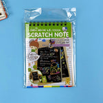 Caiet cu fise razuibile Flippy, DIY Magic Scratch, 12 File, Curcubeu, Creion din Lemn, Cartonase negre, 14.5 x 10 cm,