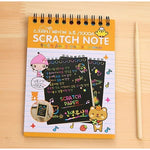 Caiet cu fise razuibile Flippy, DIY Magic Scratch, 12 File, Curcubeu, Creion din Lemn, Cartonase negre, 14.5 x 10 cm,
