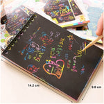 Caiet cu fise razuibile Flippy, DIY Magic Scratch, 12 File, Curcubeu, Creion din Lemn, Cartonase negre, Verde Deschis,