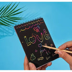 Caiet cu fise razuibile Flippy, DIY Magic Scratch, 12 File, Curcubeu, Creion din Lemn, Cartonase negre, Verde Deschis,