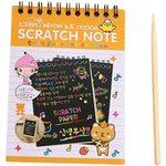 Caiet cu fise razuibile Flippy, DIY Magic Scratch, 12 File, Curcubeu, Creion din Lemn, Cartonase negre, 14.5 x 10 cm,