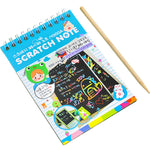 Caiet cu fise razuibile Flippy, DIY Magic Scratch, 12 File, Curcubeu, Creion din Lemn, Cartonase negre, 14.2 x 9.8 cm,