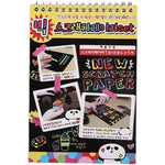 Caiet cu fise razuibile Flippy, DIY Magic Scratch, 12 File, Curcubeu, Creion din Lemn, Cartonase negre, 26 x 19 cm,