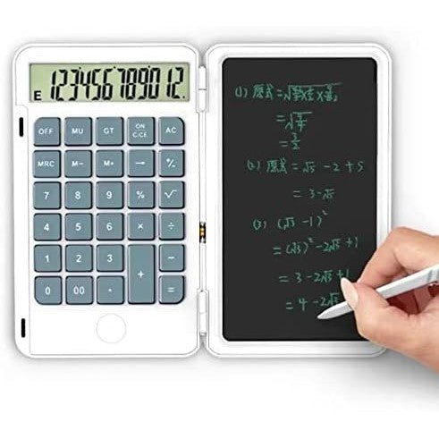 Calculator de Mana Reincarcabil cu Tabla de Scris, Flippy, Calculator Portabil, Ecran LCD, Afisaj cu 12 Cifre, Ecran de