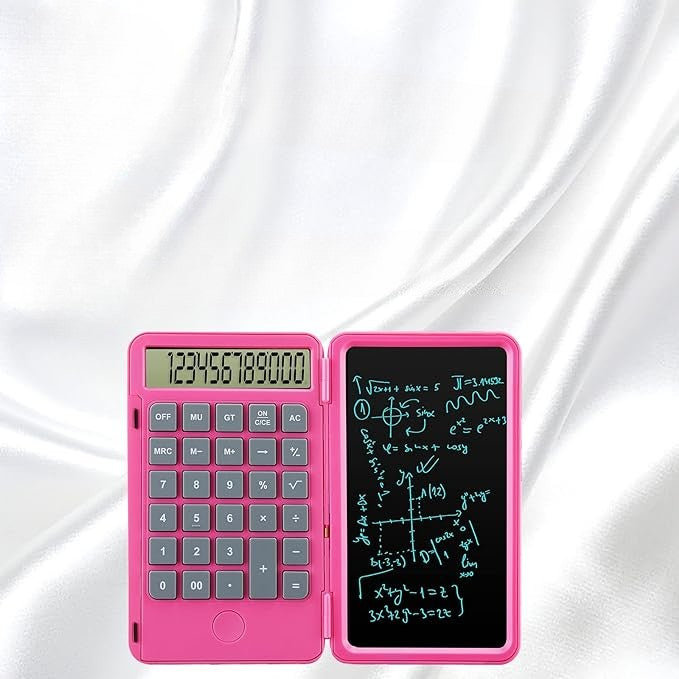 Calculator de Mana Reincarcabil cu Tabla de Scris, Flippy, Calculator Portabil, Ecran LCD, Afisaj cu 12 Cifre, Ecran de