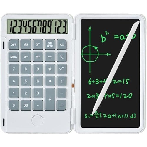 Calculator de Mana Reincarcabil cu Tabla de Scris, Flippy, Calculator Portabil, Ecran LCD, Afisaj cu 12 Cifre, Ecran de