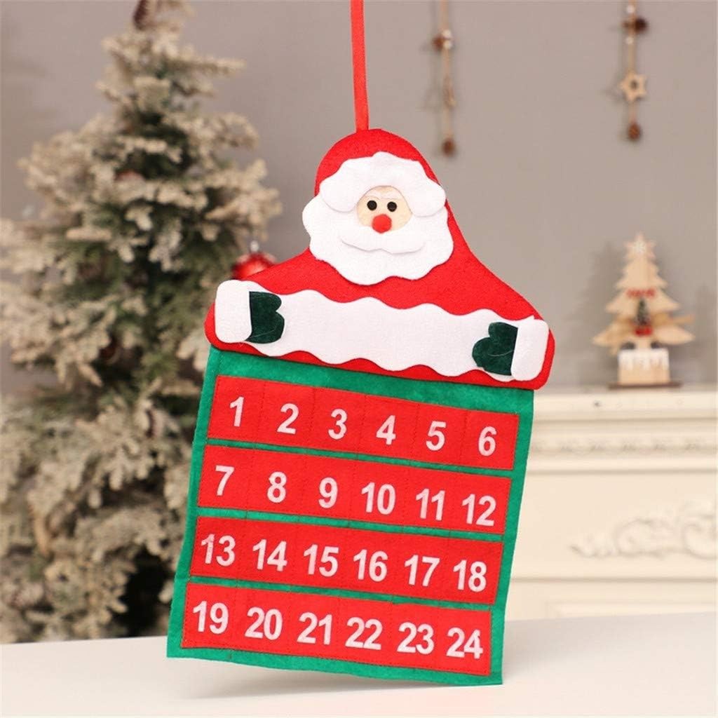 Calendar de Craciun Flippy, Mos Craciun, tip decoratiune, material poliester, cu buzunarele, pentru brad sau prete, 20