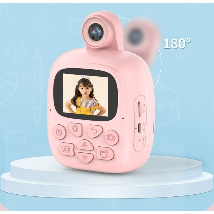 Camera Instantanee pentru Copii, Flippy, Camera Frontala + Selfie, cu Functie de Printare, Cablu USB-C, Bluetooth,