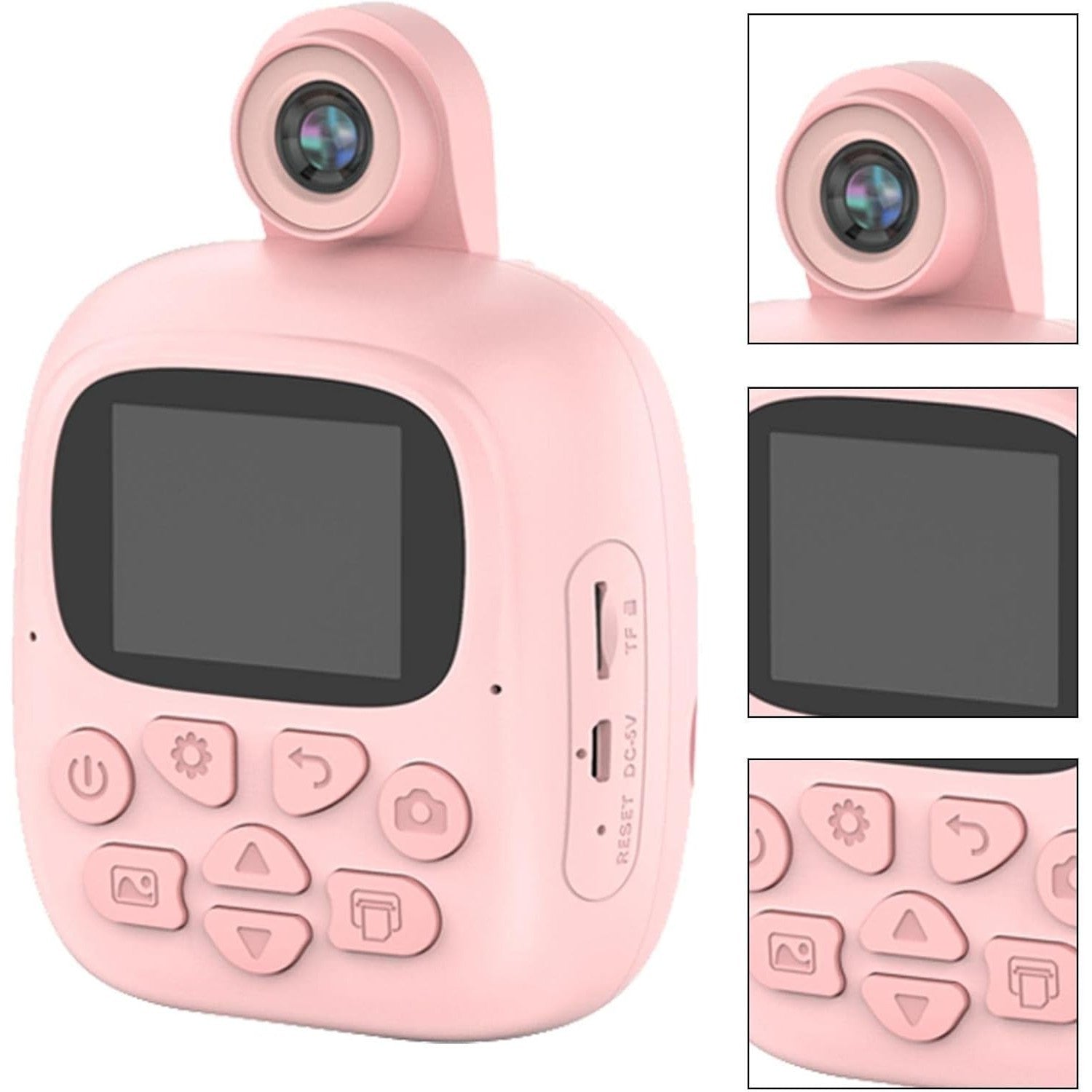 Camera Instantanee pentru Copii, Flippy, Camera Frontala + Selfie, cu Functie de Printare, Cablu USB-C, Bluetooth,