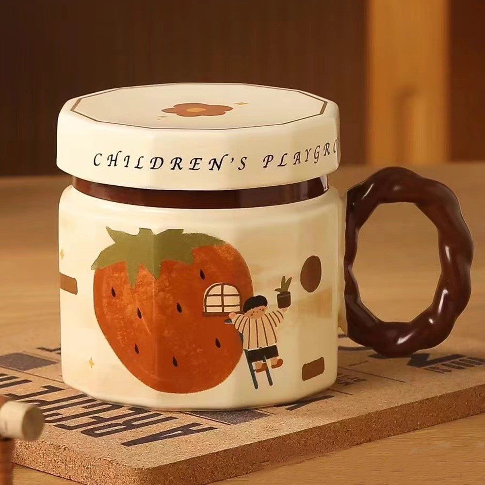 Cana din ceramica, Flippy, Cana pentru Cafea, Ceai, Cana Universala, Unisex, Cana cu Capac, 9 x 8 x 8 cm, 400 ml, Model