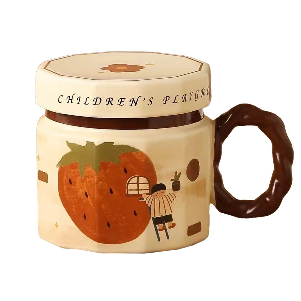 Cana din ceramica, Flippy, Cana pentru Cafea, Ceai, Cana Universala, Unisex, Cana cu Capac, 9 x 8 x 8 cm, 400 ml, Model