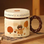 Cana din ceramica, Flippy, Cana pentru Cafea, Ceai, Cana Universala, Unisex, Cana cu Capac, 9 x 8 x 8 cm, 400 ml, Model