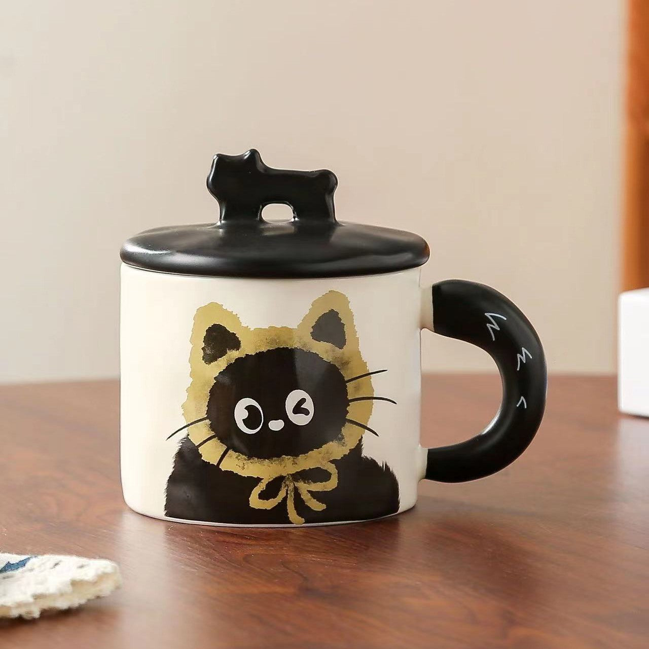 Cana din Ceramica, Flippy, Model in Cutie pentru Cadou, Cana pentru Ceai, Cafea, Cana Retro Design Capac cu Figurina