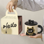 Cana din Ceramica, Flippy, Model in Cutie pentru Cadou, Cana pentru Ceai, Cafea, Cana Retro Design Capac cu Figurina