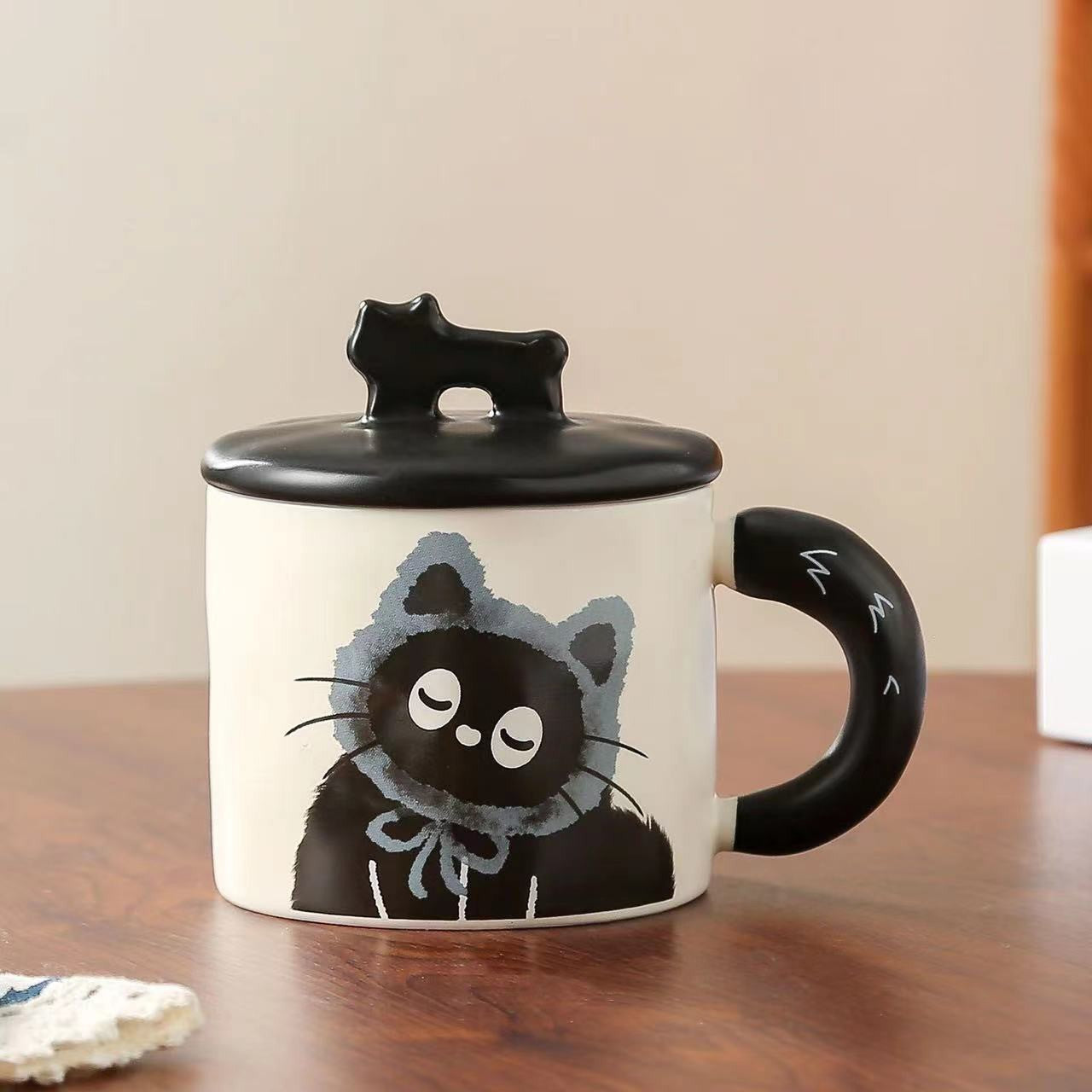 Cana din Ceramica, Flippy, Model in Cutie pentru Cadou, Cana pentru Ceai, Cafea, Cana Retro Design Capac cu Figurina
