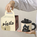 Cana din Ceramica, Flippy, Model in Cutie pentru Cadou, Cana pentru Ceai, Cafea, Cana Retro Design Capac cu Figurina