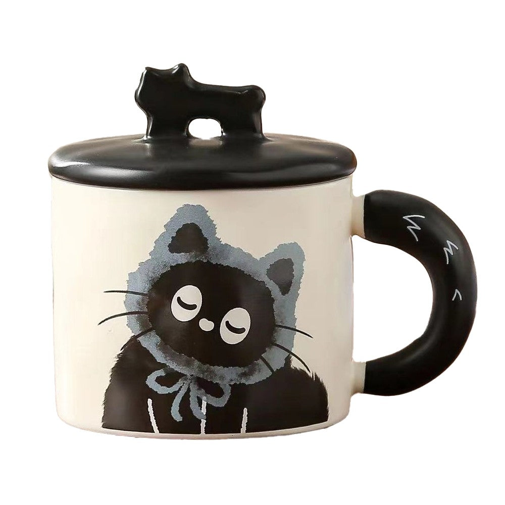 Cana din Ceramica, Flippy, Model in Cutie pentru Cadou, Cana pentru Ceai, Cafea, Cana Retro Design Capac cu Figurina