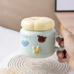 Cana pentru Copii, Flippy, din Portelan, print Figurine Animalute, Model CUTE, Cana cu Capac, Ceasca pentru Cafea,