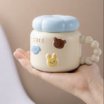 Cana pentru Copii, Flippy, din Portelan, print Figurine Animalute, Model CUTE, Cana cu Capac, Ceasca pentru Cafea,