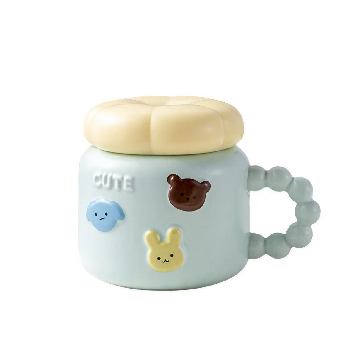 Cana pentru Copii, Flippy, din Portelan, print Figurine Animalute, Model CUTE, Cana cu Capac, Ceasca pentru Cafea,
