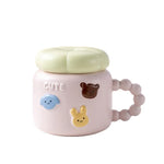 Cana pentru Copii, Flippy, din Portelan, print Figurine Animalute, Model CUTE, Cana cu Capac, Ceasca pentru Cafea,