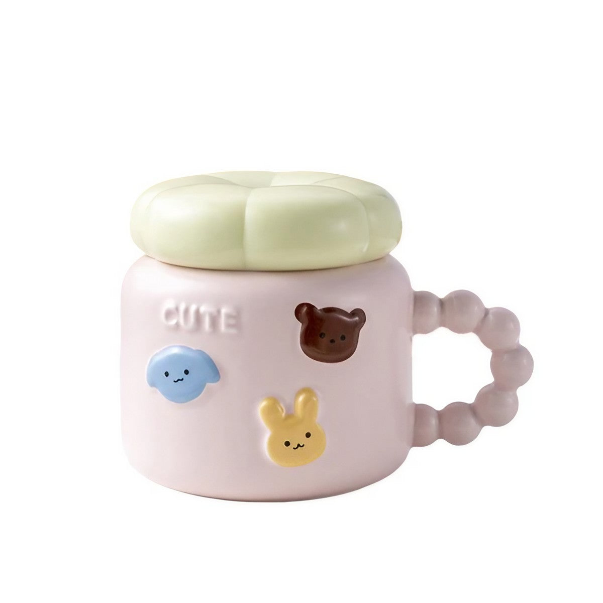 Cana pentru Copii, Flippy, din Portelan, print Figurine Animalute, Model CUTE, Cana cu Capac, Ceasca pentru Cafea,