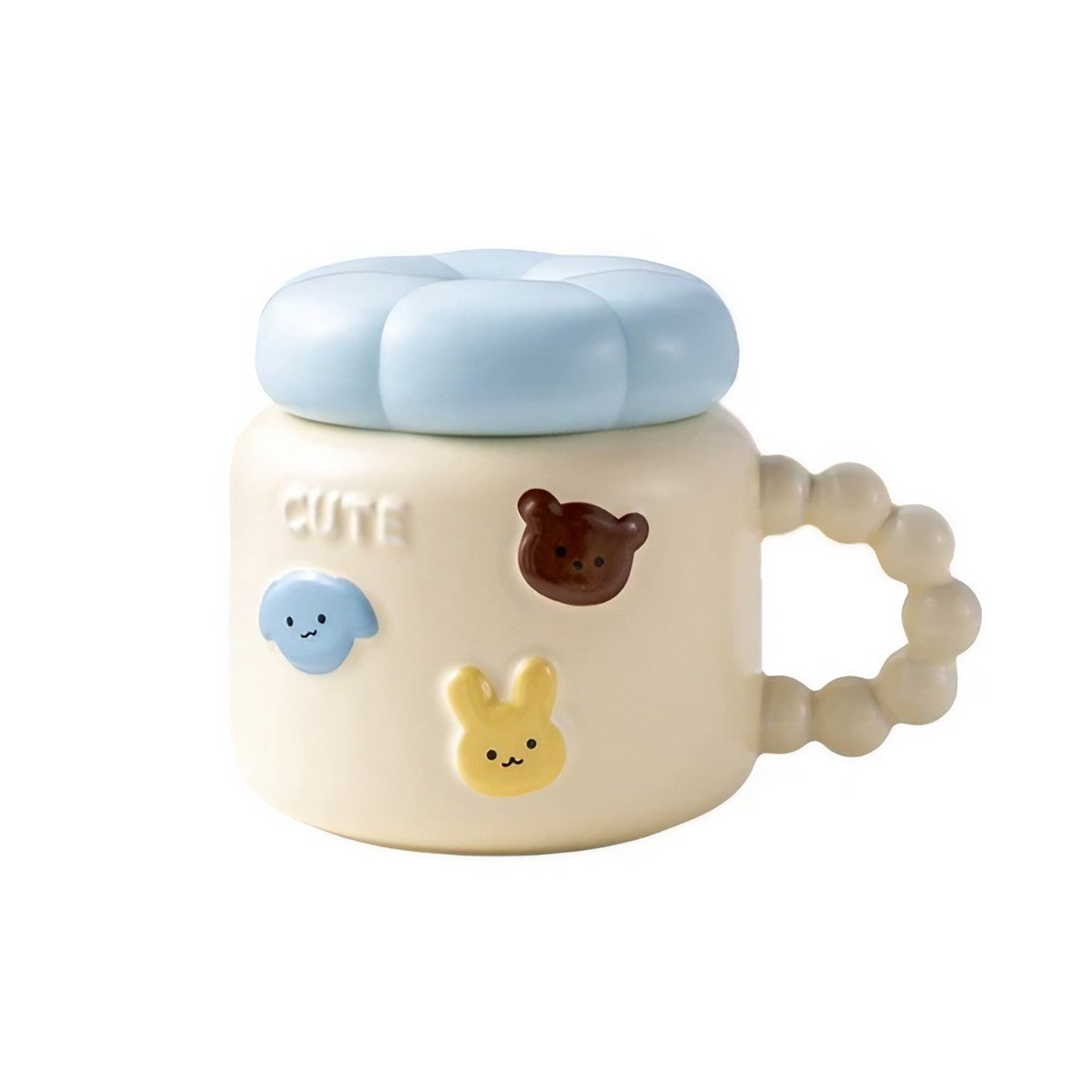 Cana pentru Copii, Flippy, din Portelan, print Figurine Animalute, Model CUTE, Cana cu Capac, Ceasca pentru Cafea,