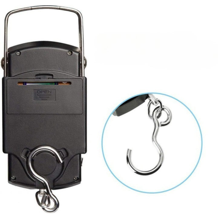 Cantar Digital de Mana cu Carlig, Flippy, Cantar Portabil, Pescuit, cu Maner, Capacitate 50 kg, cu Metru Incorporat,