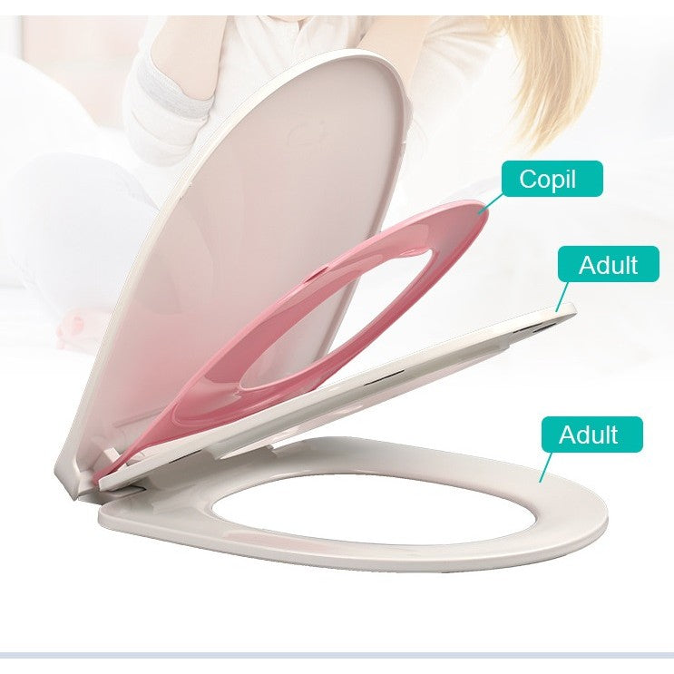 Capac de Toaleta cu Reductie 3 in 1, Flippy, pentru Copii +3 Ani si Adulti, Coborare Lenta si Silentioasa, Instalare