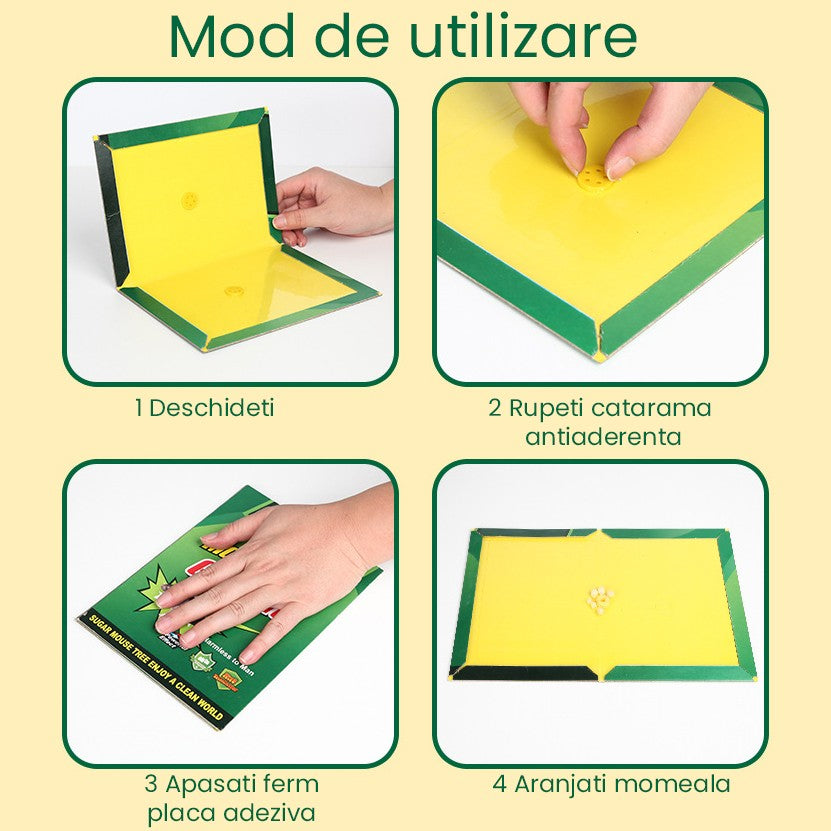 Capcana Autoadeziva pentru Soareci, Flippy, Placa Autoadeziva pentru Rozatoare cu Efect Puternic de Imobilizare,